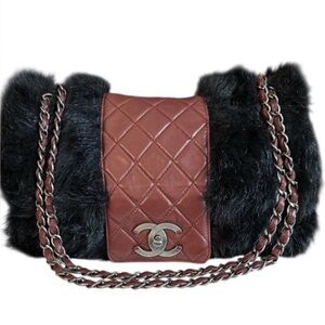 Chanel Jumbo Artic Fur single flap